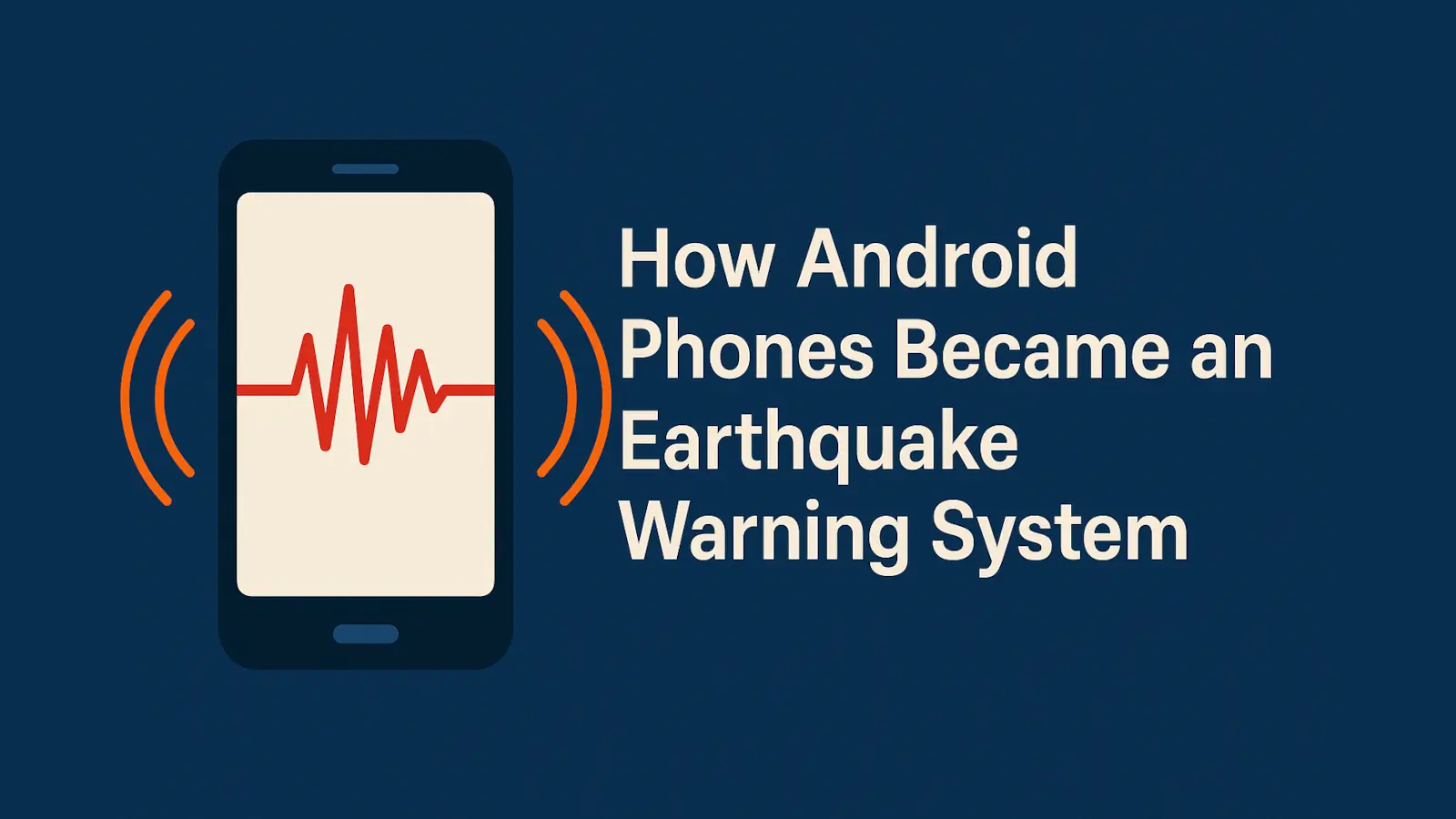 Smartphone with seismic wave signal illustrating Android earthquake warning system