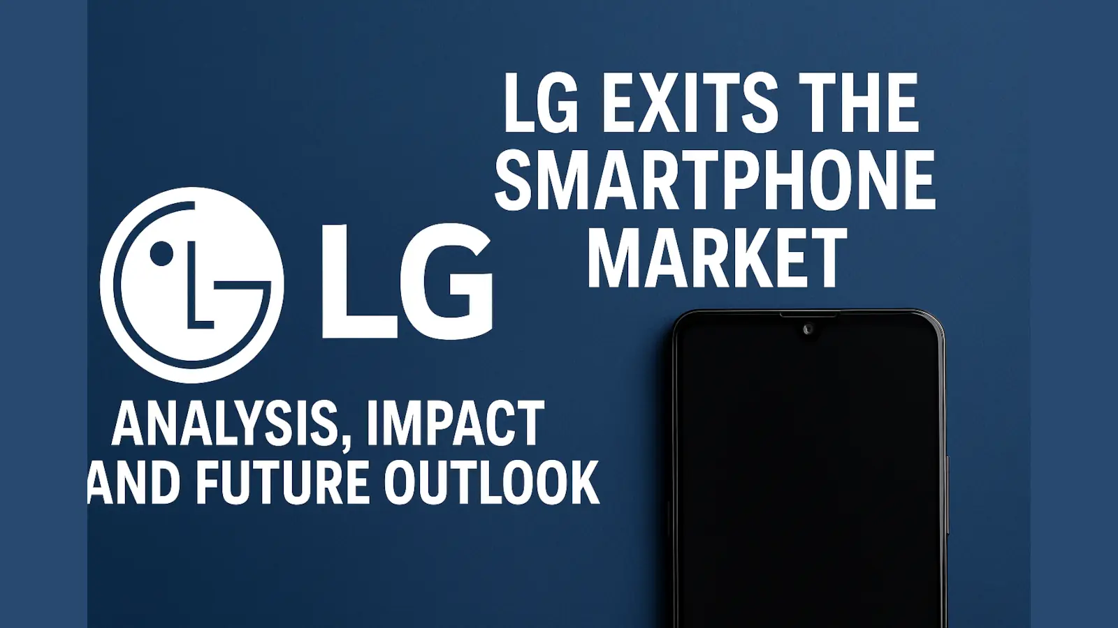 Stylized illustration of LG smartphone production shutdown with a closed factory sign